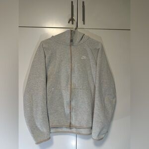 Nike Sportwear Tech Fleece Mens L Oatmeal Gray Full Zip Hooded Jacket 928483-141